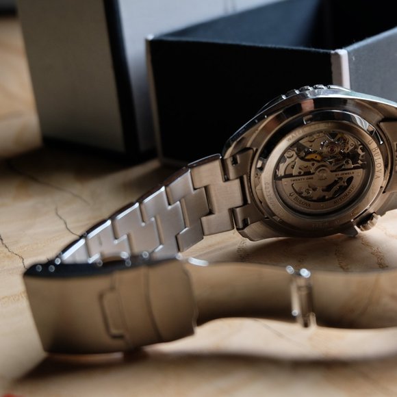 Bulova Marine Star Skeleton Automatic 21 Jewels Silver Tone Men's Watch - Picture 6 of 12